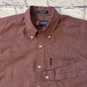 Chaps Ralph Lauren Dark Red Plaid Long Sleeve Button Down Shirt Size Medium